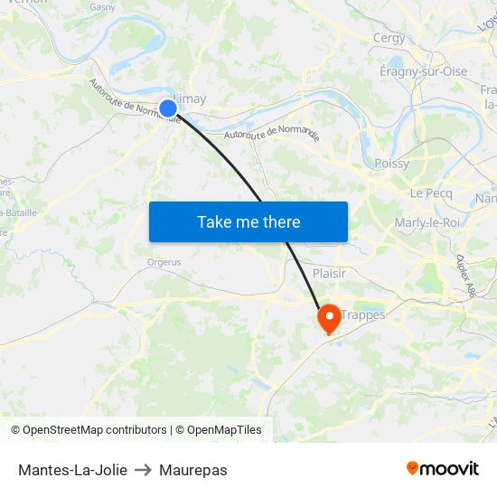 Mantes-La-Jolie to Maurepas map