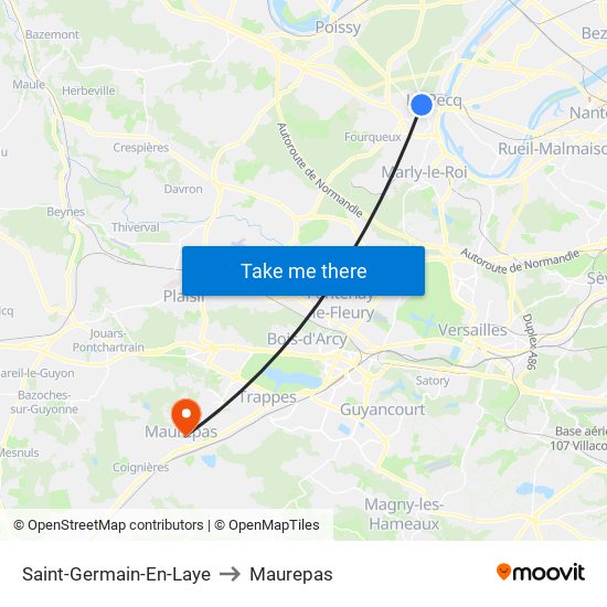 Saint-Germain-En-Laye to Maurepas map