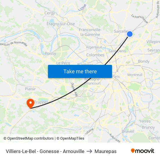 Villiers-Le-Bel - Gonesse - Arnouville to Maurepas map