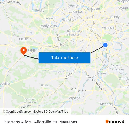 Maisons-Alfort - Alfortville to Maurepas map
