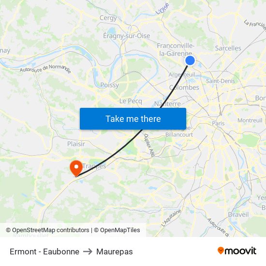 Ermont - Eaubonne to Maurepas map