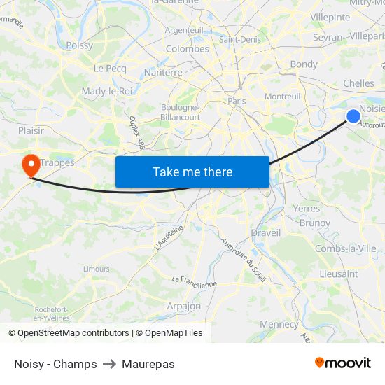 Noisy - Champs to Maurepas map