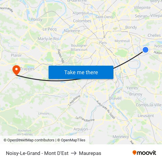 Noisy-Le-Grand - Mont D'Est to Maurepas map