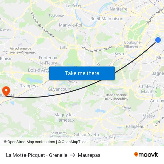 La Motte-Picquet - Grenelle to Maurepas map