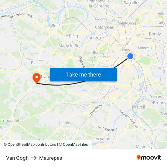 Van Gogh to Maurepas map