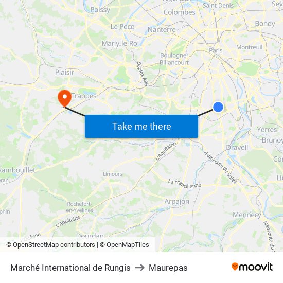 Marché International de Rungis to Maurepas map