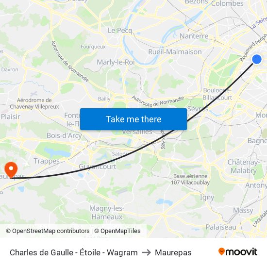 Charles de Gaulle - Étoile - Wagram to Maurepas map