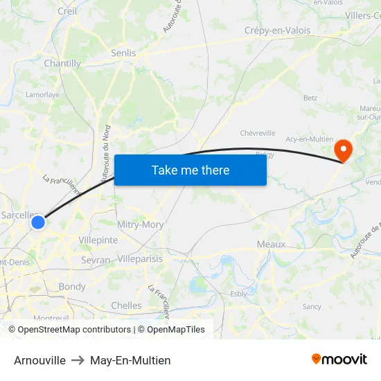 Arnouville to May-En-Multien map