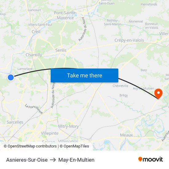 Asnieres-Sur-Oise to May-En-Multien map