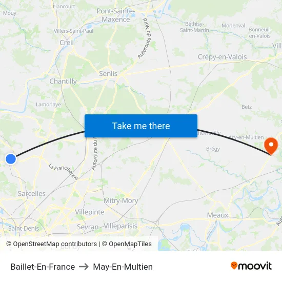 Baillet-En-France to May-En-Multien map