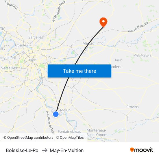 Boissise-Le-Roi to May-En-Multien map