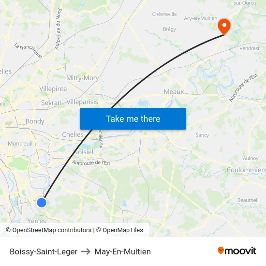Boissy-Saint-Leger to May-En-Multien map