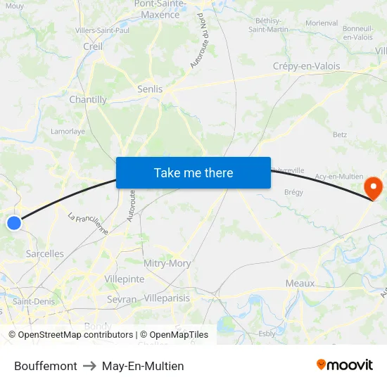 Bouffemont to May-En-Multien map
