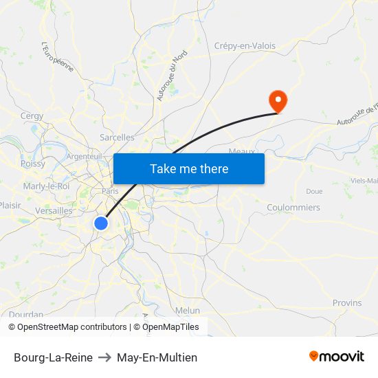 Bourg-La-Reine to May-En-Multien map