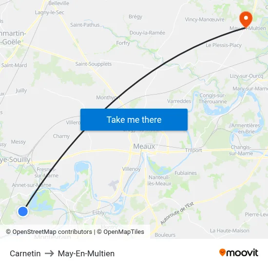 Carnetin to May-En-Multien map
