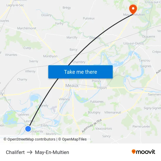 Chalifert to May-En-Multien map