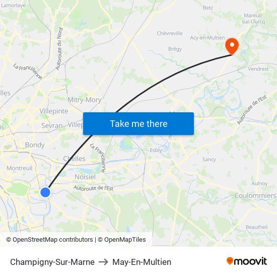 Champigny-Sur-Marne to May-En-Multien map