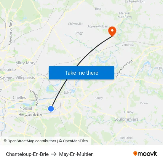 Chanteloup-En-Brie to May-En-Multien map