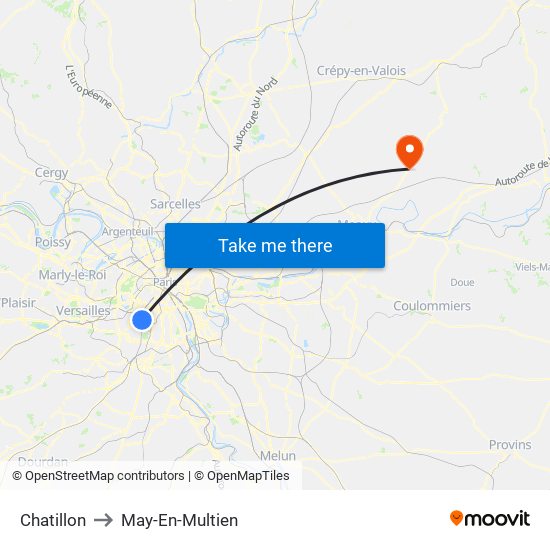 Chatillon to May-En-Multien map