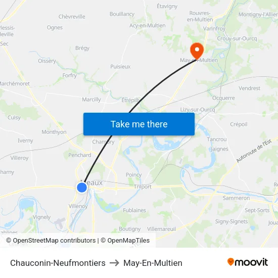 Chauconin-Neufmontiers to May-En-Multien map