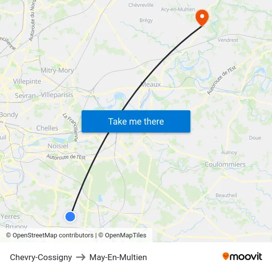 Chevry-Cossigny to May-En-Multien map