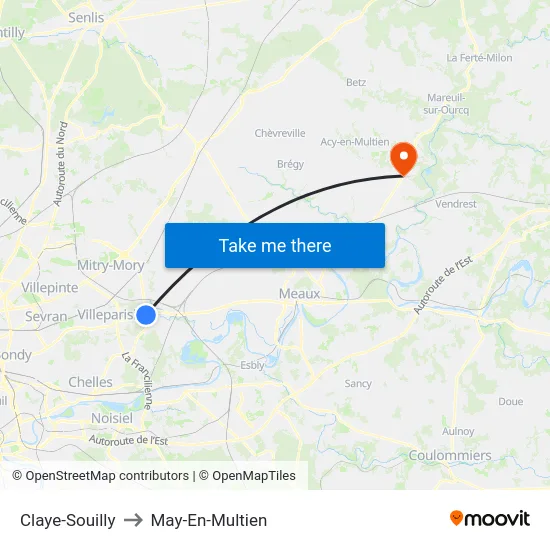 Claye-Souilly to May-En-Multien map