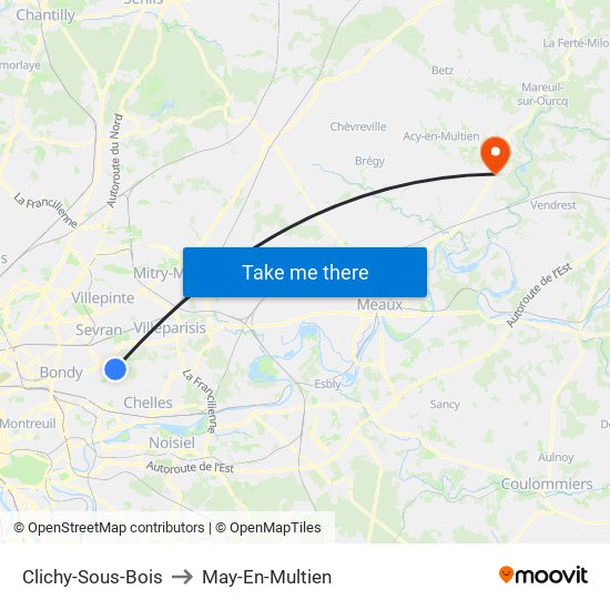 Clichy-Sous-Bois to May-En-Multien map