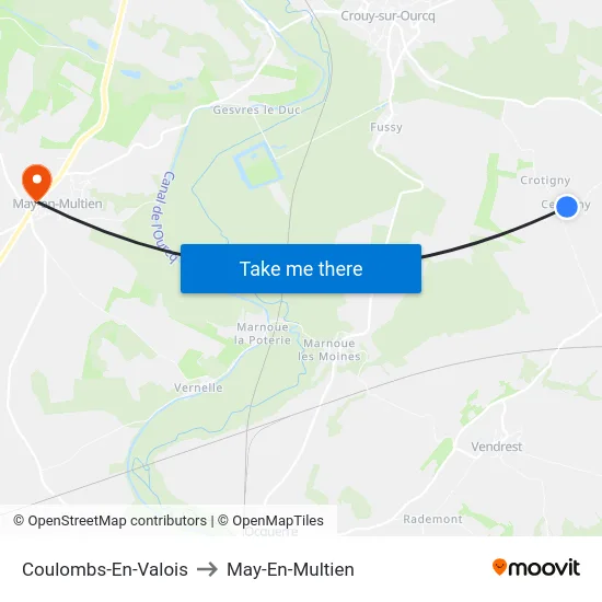 Coulombs-En-Valois to May-En-Multien map