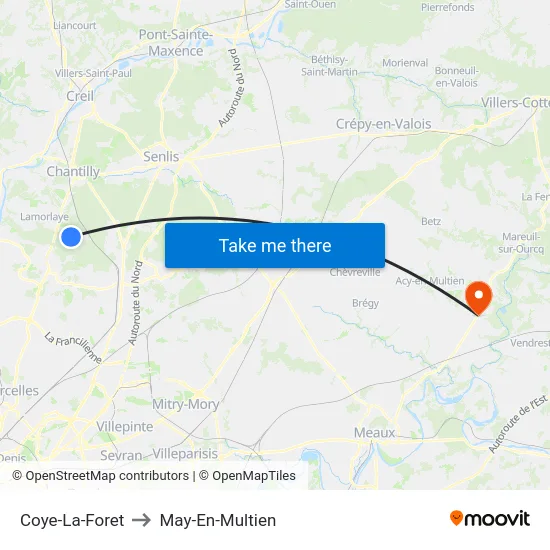 Coye-La-Foret to May-En-Multien map