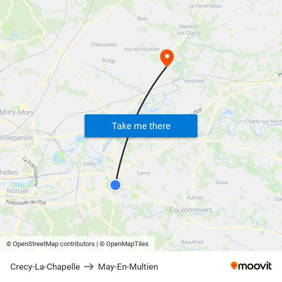 Crecy-La-Chapelle to May-En-Multien map
