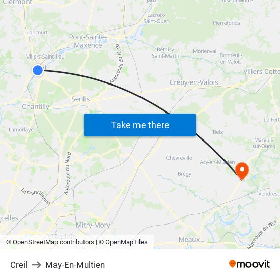 Creil to May-En-Multien map
