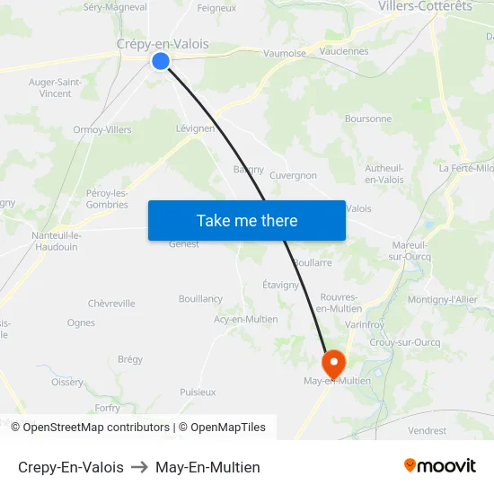 Crepy-En-Valois to May-En-Multien map