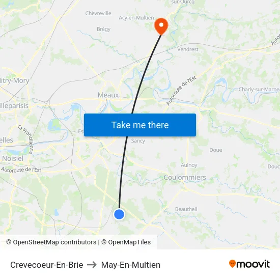 Crevecoeur-En-Brie to May-En-Multien map