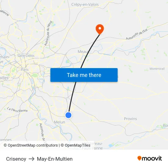 Crisenoy to May-En-Multien map