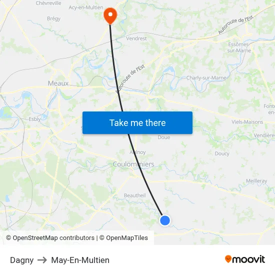Dagny to May-En-Multien map