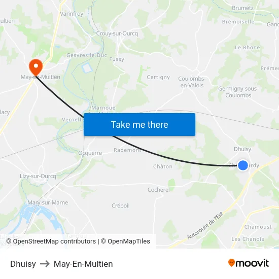 Dhuisy to May-En-Multien map