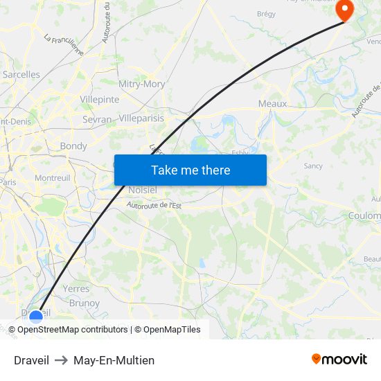Draveil to May-En-Multien map