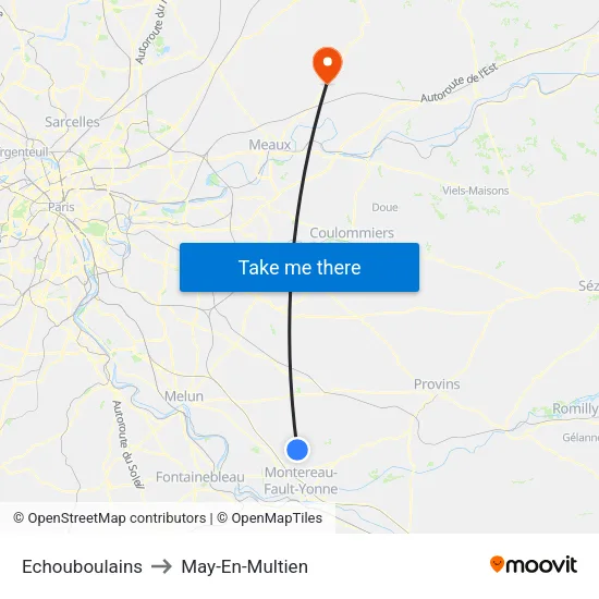 Echouboulains to May-En-Multien map