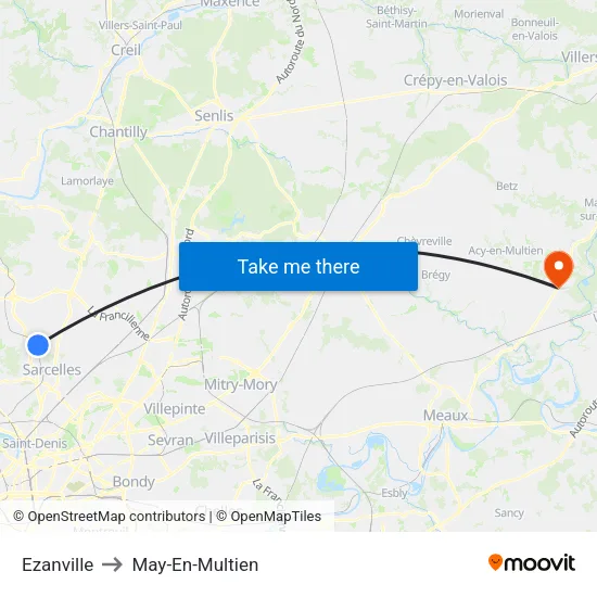 Ezanville to May-En-Multien map