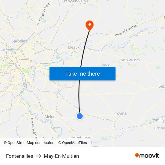 Fontenailles to May-En-Multien map