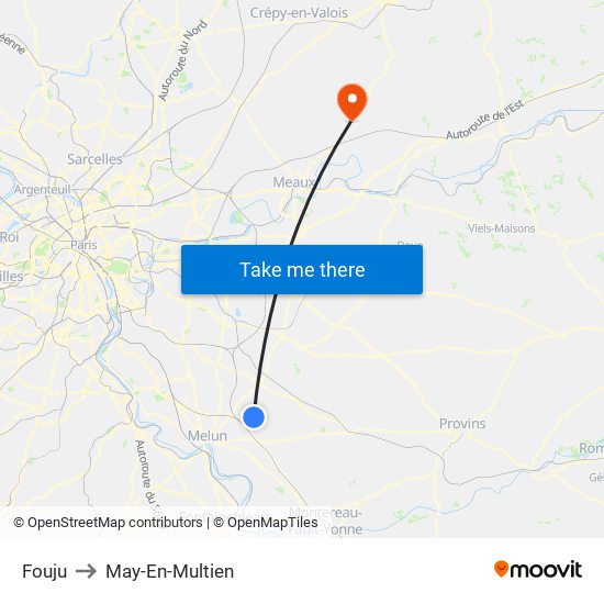 Fouju to May-En-Multien map
