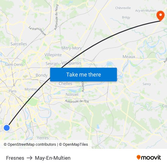 Fresnes to May-En-Multien map