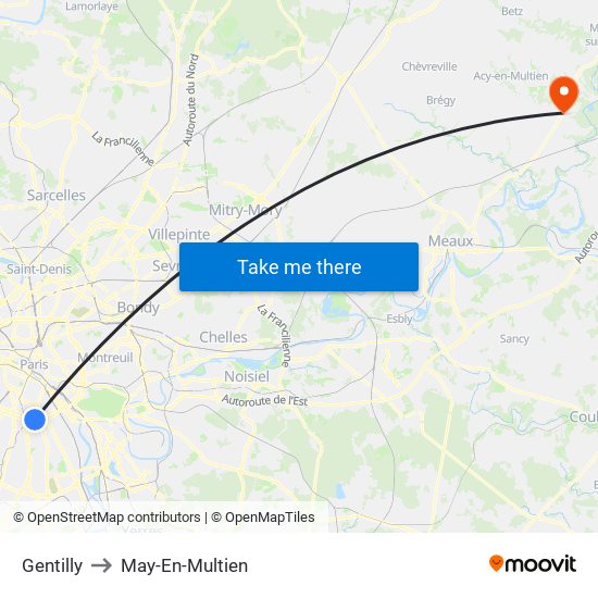 Gentilly to May-En-Multien map