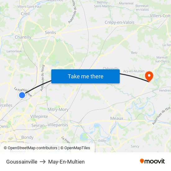 Goussainville to May-En-Multien map