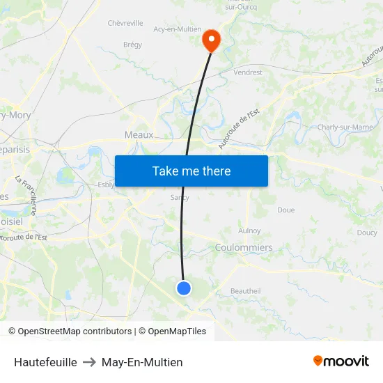 Hautefeuille to May-En-Multien map