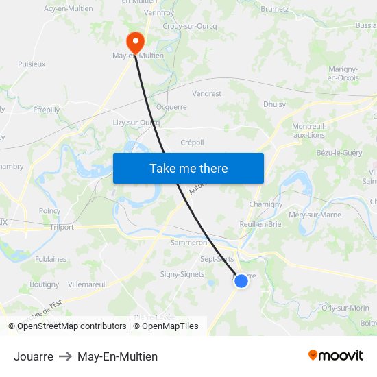 Jouarre to May-En-Multien map