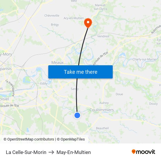 La Celle-Sur-Morin to May-En-Multien map