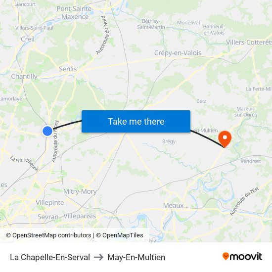 La Chapelle-En-Serval to May-En-Multien map