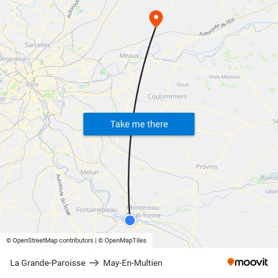 La Grande-Paroisse to May-En-Multien map