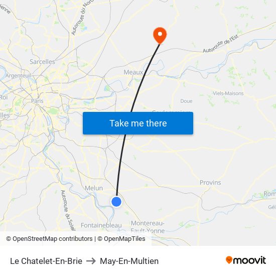 Le Chatelet-En-Brie to May-En-Multien map